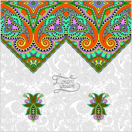 oriental decorative template for greeting card or wedding invitation in a folk style, you can place your text in the empty place.のイラスト素材