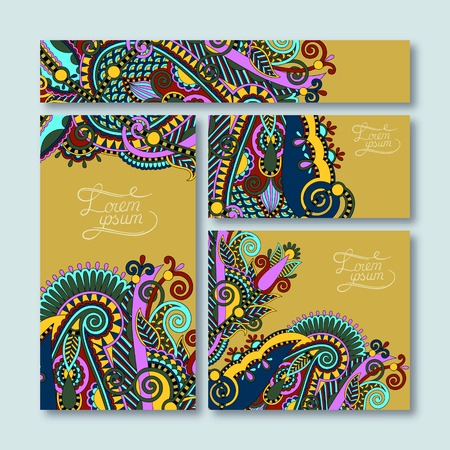 collection of decorative floral greeting cards in vintage styleのイラスト素材