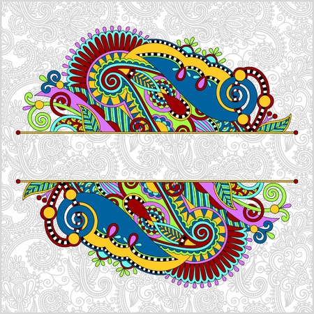 oriental decorative template for greeting card or wedding invitation in a folk styleのイラスト素材