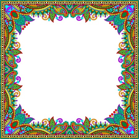 floral vintage frame, ukrainian ethnic style. Vector illustrationのイラスト素材