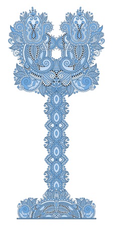 abstract ornamental floral blue colour tree, vector illustrationのイラスト素材