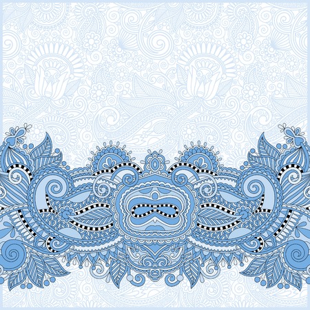 blue colour paisley design on decorative floral background for invitation, packing paper, book cover, web page decoration and otherのイラスト素材