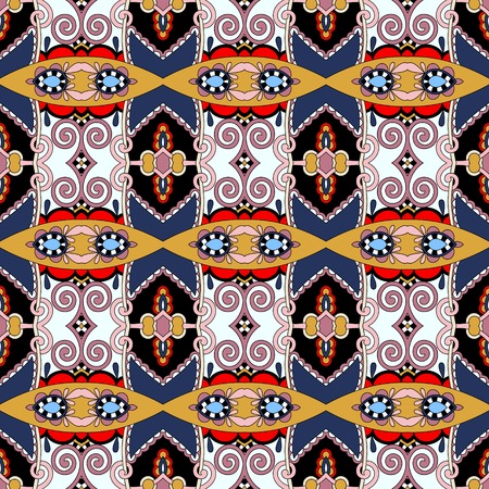 seamless geometry vintage pattern, ethnic style ornamental background, ornate floral decor for fabric design, endless texture, vector illustrationのイラスト素材