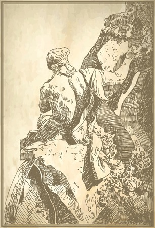 sketch hand drawing of Rome Italy famous cityscape on old paper background, travel card, vector illustrationのイラスト素材