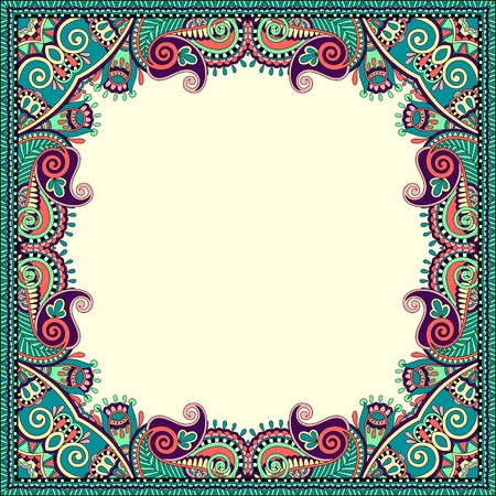floral vintage frame, ukrainian ethnic style. Vector illustrationのイラスト素材