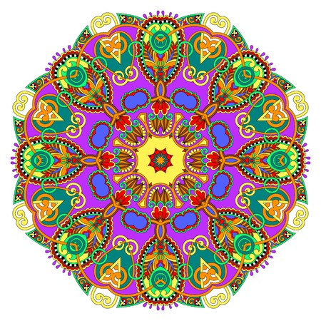 Circle lace ornament, round ornamental geometric doily patternのイラスト素材