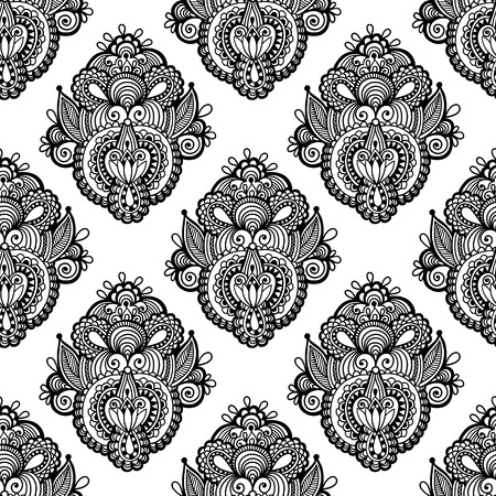 Black and white seamless pattern, hand drawing background, vector illustrationのイラスト素材