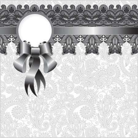 grey ornamental background with flower ribbon, stripe pattern, greeting card, black and white collectionのイラスト素材