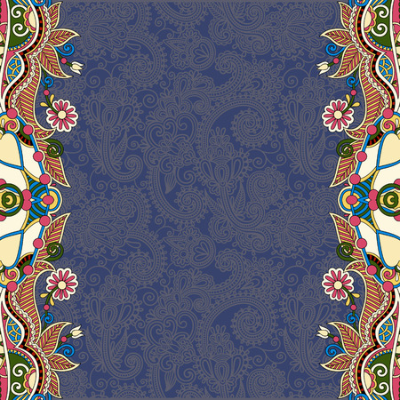 dirty dark blue ornamental template with place for your text, oriental vintage pattern for invitation party card, brochure design, postcard, packing, book cover, vector illustrationのイラスト素材