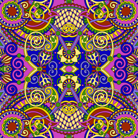 authentic seamless floral geometric pattern, ethnic ukrainian carpet ornamental background, vector illustrationのイラスト素材