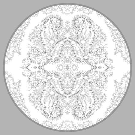 coloring book page for adults - zendala, joy to older children and adult colorists, who like line art creation, relax and meditation, vector illustrationのイラスト素材