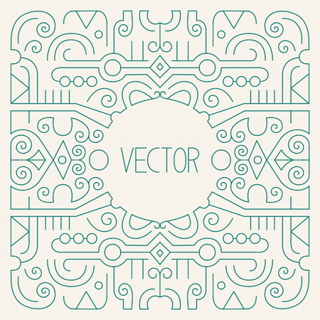 abstract hipster line art frame, outline design element in trendy mono line style, vector illustrationのイラスト素材