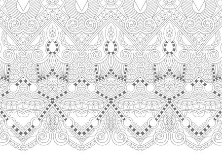 unique coloring book page for adults - flower paisley design, joy to older children and adult colorists, who like line art and creation, vector illustrationのイラスト素材