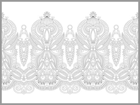 unique coloring book page for adults - flower paisley design, joy to older children and adult colorists, who like line art and creation, vector illustrationのイラスト素材