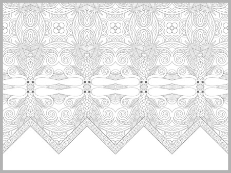 unique coloring book page for adults - flower paisley design, joy to older children and adult colorists, who like line art and creation, vector illustrationのイラスト素材