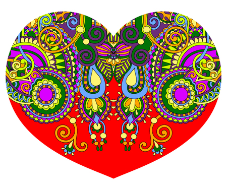 lace heart shape with ethnic floral paisley design for Valentine day, wedding invitation, love design, vector illustrationのイラスト素材