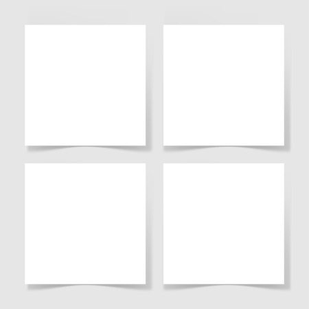 four pieces blank sheet of white paper with the shadow for your design, illustrationのイラスト素材