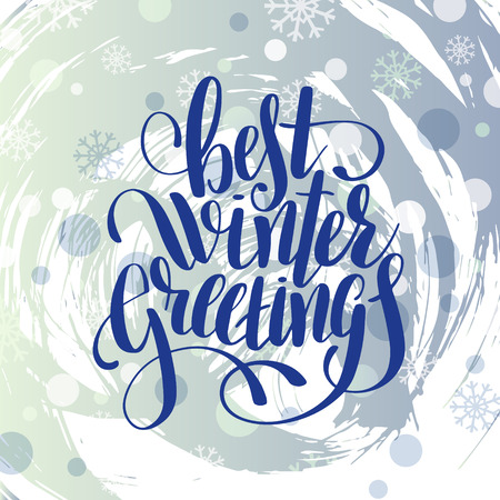 best winter greetings  handwritten lettering inscription holiday phrase on gift holiday background, typography banner with brush script, greeting cardのイラスト素材
