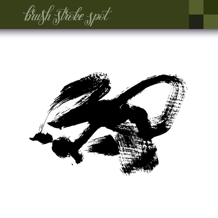 abstract black ink hand drawing brush strokes spot element isolated on white background for your design, illustrationのイラスト素材
