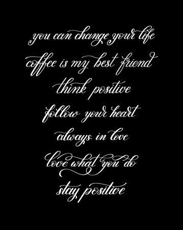 black and white handwritten positive quote set, modern calligraphy illustration collection