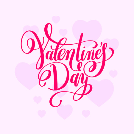Valentine's Day handwritten love lettering to greeting card, poster, party flyer, calligraphy vector illustrationのイラスト素材