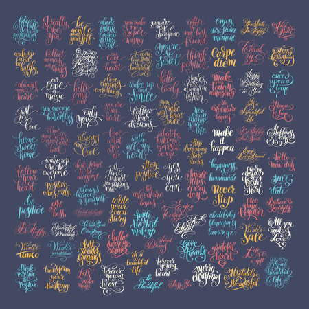 mega set of 100 positive inspirational quotes about lifeのイラスト素材
