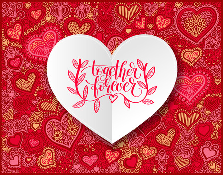 together forever hand written lettering love and friendship quotのイラスト素材