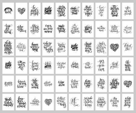mega set of 60 hand written lettering positive inspirational quoのイラスト素材