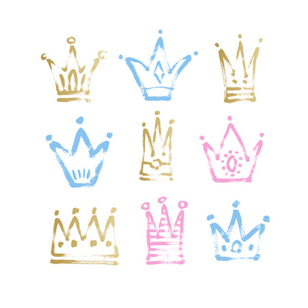 sketch drawing princess and the king crownのイラスト素材