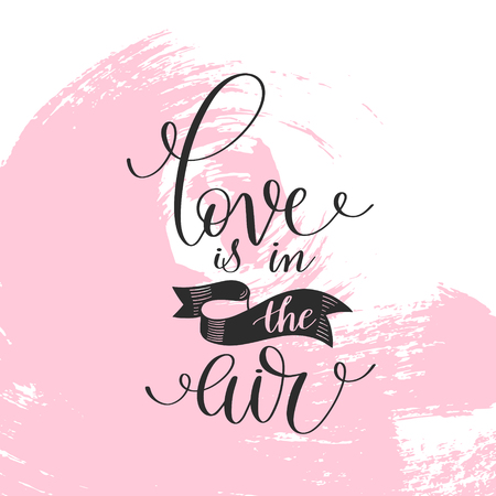 love is in the air black and white hand written letteringのイラスト素材