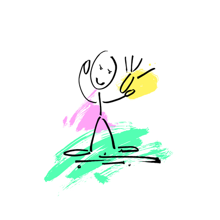 sketch doodle human stick figure it makes selfieのイラスト素材