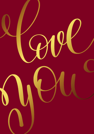 i love you gold hand written lettering about loveのイラスト素材