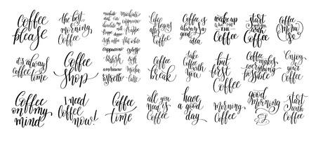 set of black and white hand written lettering inscriptionのイラスト素材