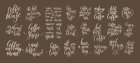 Set of hand written lettering inscription design to coffee shopのイラスト素材