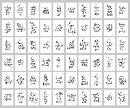 mega set of 60 hand written lettering positive inspirational quoのイラスト素材