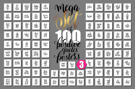 mega set of 100 positive quotes posters, motivational and inspirのイラスト素材