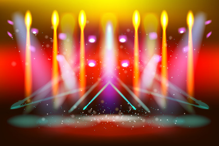 scene illumination show, bright lighting with spotlights, floodlight disco vector illustrationのイラスト素材