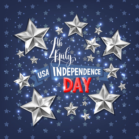 4th july USA independence day greeting cardのイラスト素材