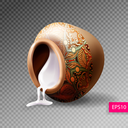 realistic inverted clay pot with sour creamのイラスト素材