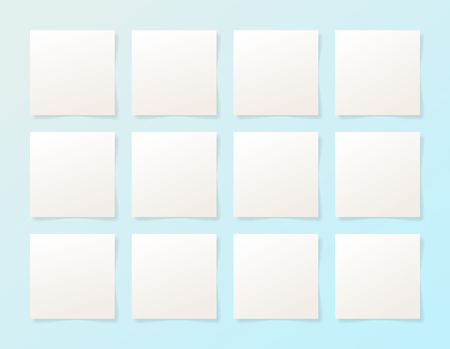 12 pieces blank sheet of white paper with the shadowのイラスト素材