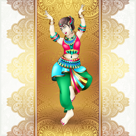 beautiful indian girl dancingのイラスト素材