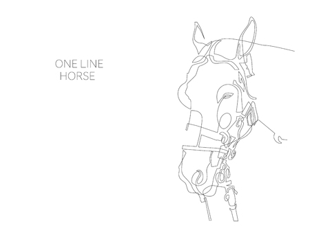 Continuous one line horse drawingのイラスト素材