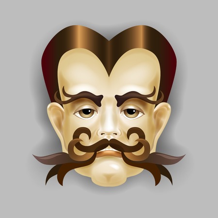 Man with a beautiful hair and a luxurious mustacheのイラスト素材