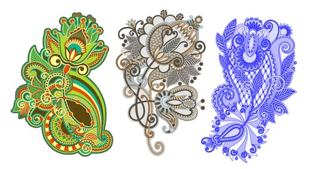 paisley flower pattern in ethnic style, indian decorative floral design, vector illustrationのイラスト素材
