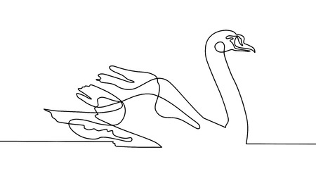 Continuous one line drawing of beautiful swan.のイラスト素材