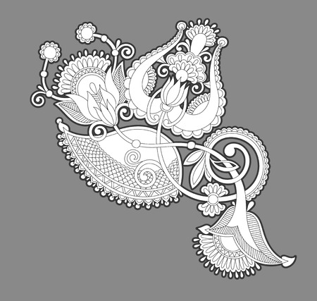 paisley flower pattern in ethnic styleのイラスト素材