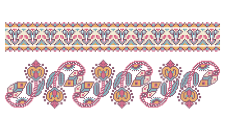 pattern for traditional Ukrainian cross-stitch embroidery, vector illustrationのイラスト素材