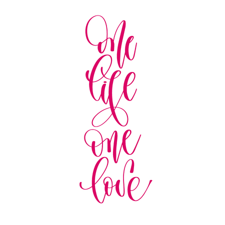 one life one love - hand lettering inscription text to valentines day design, romantic love quote, calligraphy vector illustrationのイラスト素材