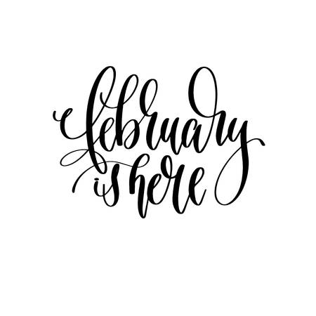 february is here - hand lettering inscription text, calligraphy vector illustrationのイラスト素材
