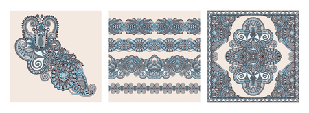 Traditional ornamental floral paisley bandanna setのイラスト素材